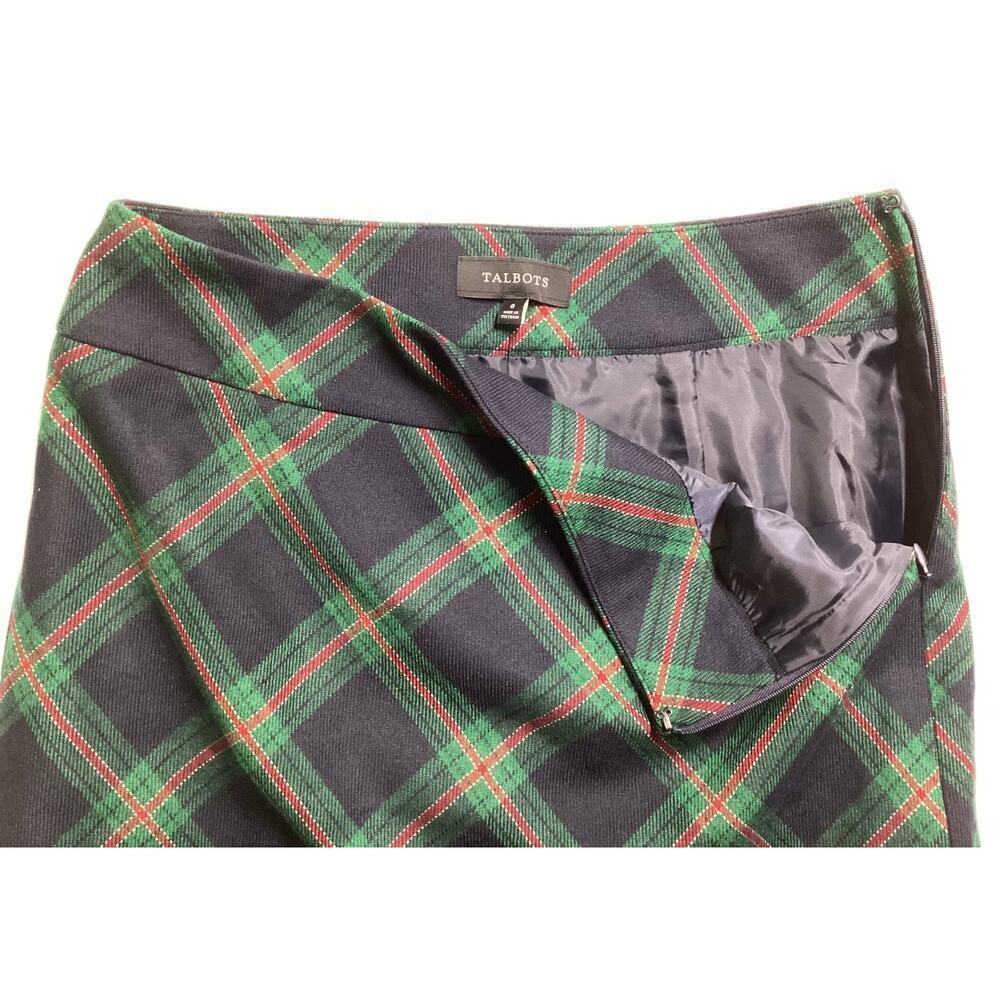 Talbots‎ green plaid 70% wool mini skirt sz 6 - Picture 2 of 4
